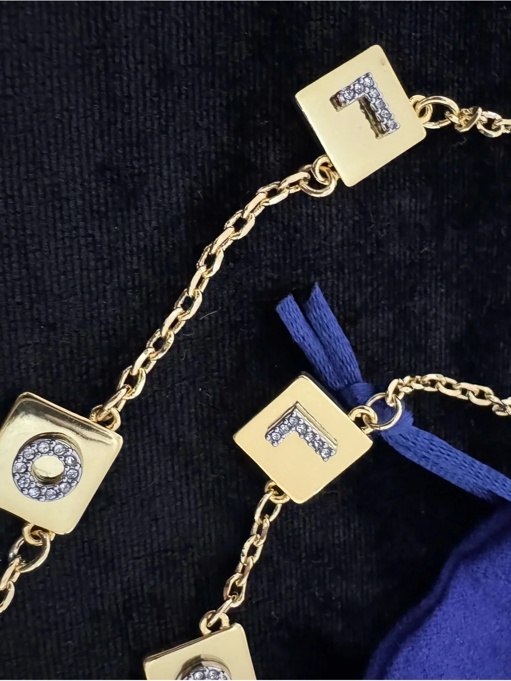 Tory Burch Gold 'LOVE' Link Necklace & bracelet set - Gold Square Letter Charms
